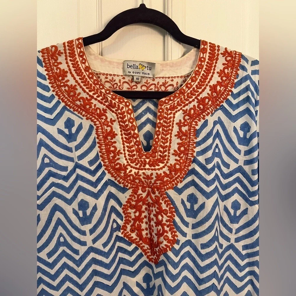 ANTHROPOLOGIE 10 BELLA TU BY GOPI VAID Embroidered Tunic Dress